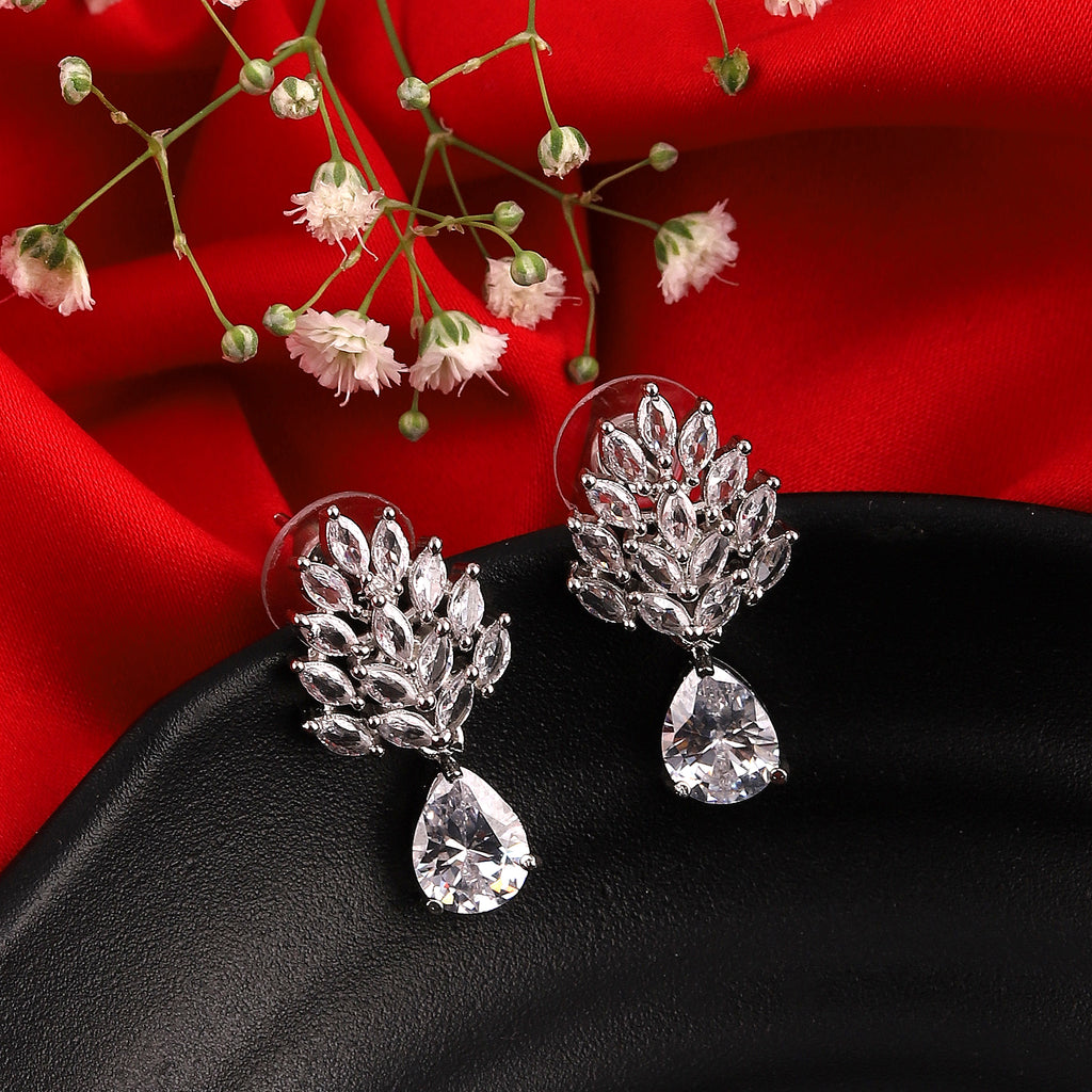 Mekkna Exquisite AD Stone Silver plated Earrings Collection - Shop Now!
