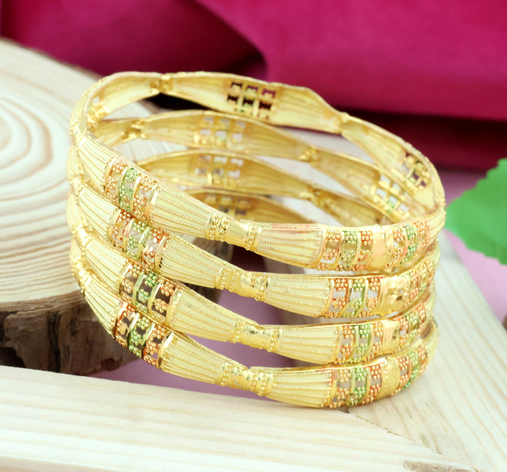 Mekkna Women's Pride Gold Plated Alloy Traditional Bangles for women | Buy This Bangles set Online from Mekkna