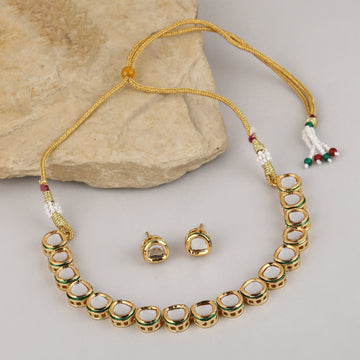 Mekkna Gold Plated kundan  choker with Earrings Collection-Shop Now!
