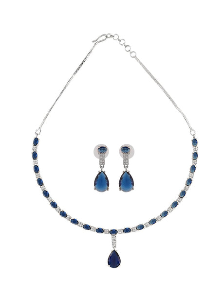 Elegant American Diamond Studded Necklace Earrings Jewellery Set for Girls and Women
