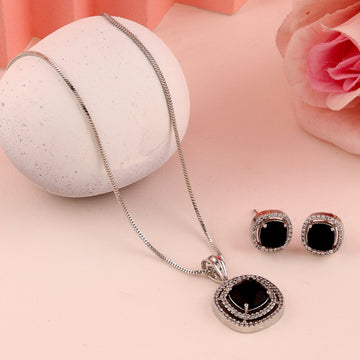 Mekkna "Jet Black Glamour"  "Radiant Moon" 18ct White Gold Diamond Pendant and Earrings