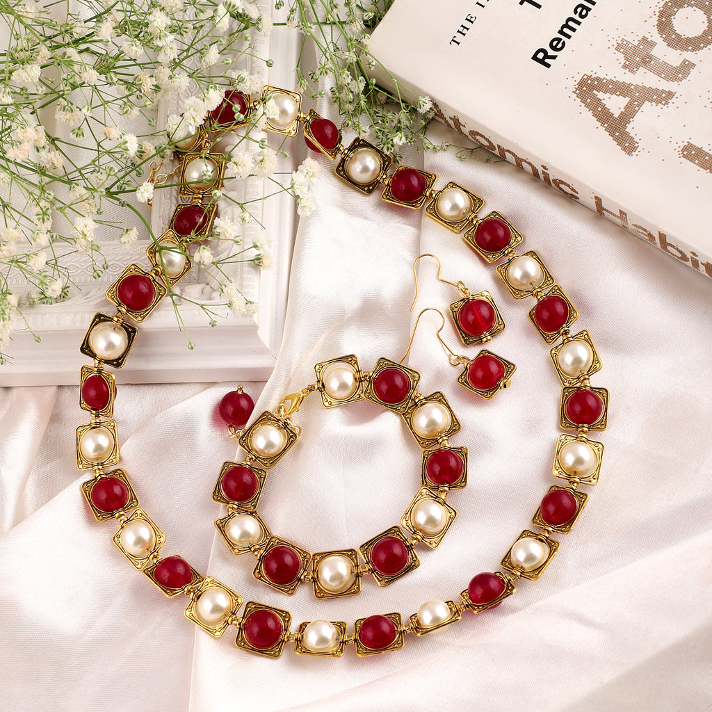 Mekkna Exquisite gold plated Choker with Earrings and Bracelet Collection - Shop Now!