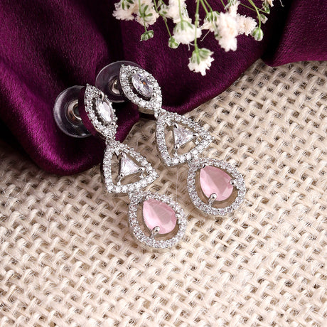 Mekkna Exquisite AD Stone Silver plated Earrings Collection - Shop Now!