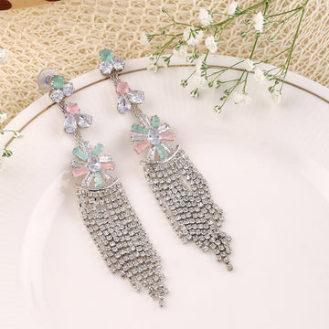 Mekkna Exquisite Stone-Studded Jhumki Earrings for Women