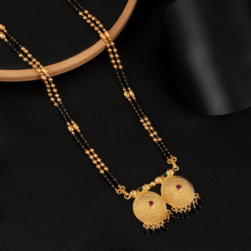 Traditional Gold Mangalsutra with Black Beads