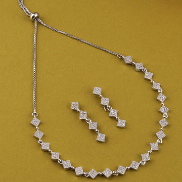 Mekkna Square-Cut American Diamond Necklace Set