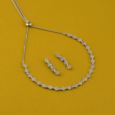 Mekkna's Radiant Diamond Tennis Chain  Necklace with earrings:  A Classic Statement