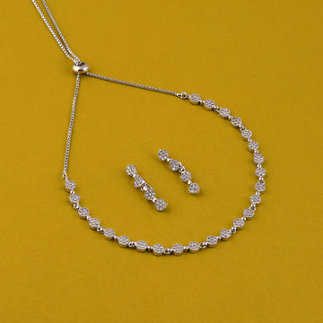 Mekkna's Radiant Diamond Tennis Chain  Necklace with earrings:  A Classic Statement