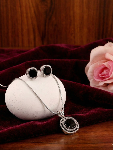Black Elegant Earring And Pendant Set For Women Pack Of 3