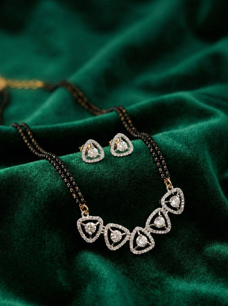 Alloy Elegant Mangalsutra Set With Earrings