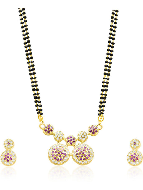 Multicolor Elegant Mangalsutra And Earring Set For Women