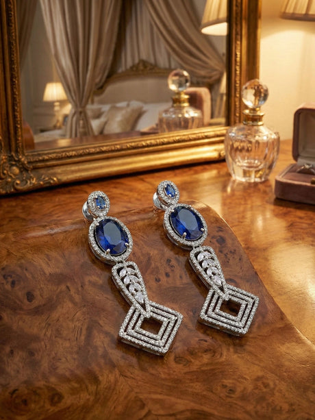 Blue Alloy Elegant Earrings For Women