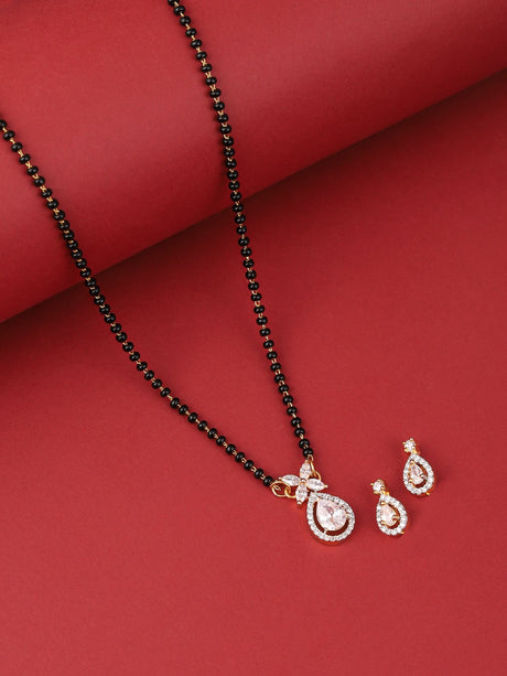 Gold Teardrop Mangalsutra Set