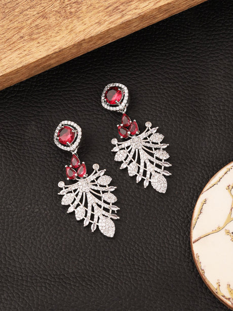 Red Classic Ad Stone Earrings Party And Daily Wear