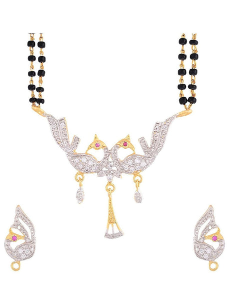 Multicolor Elegant Mangalsutra And Earring Set For Women