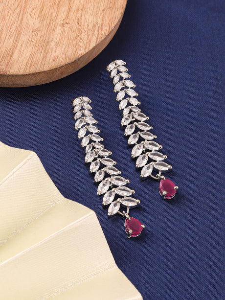 Red Classic Ad Stone Earrings Party And Daily Wear