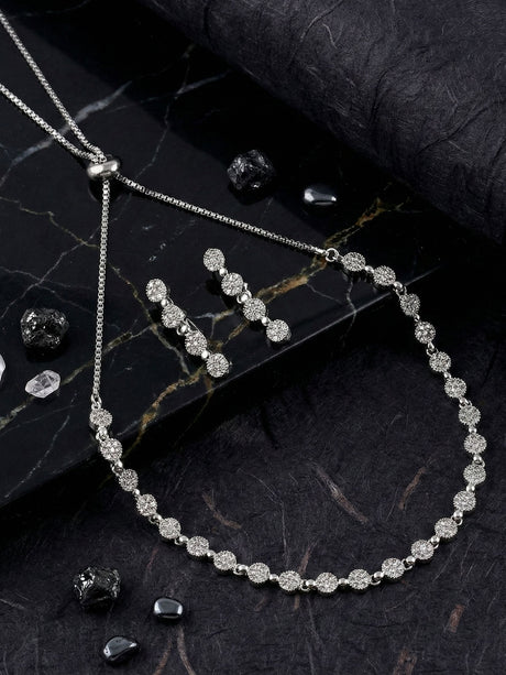 Multicolor Elegant Necklace, Earring And Ring Set For Women Pack Of 3