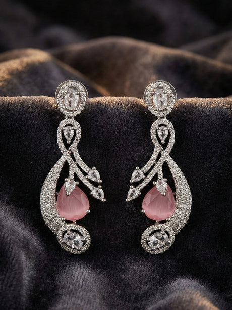 Pink Alloy Elegant Earrings For Women