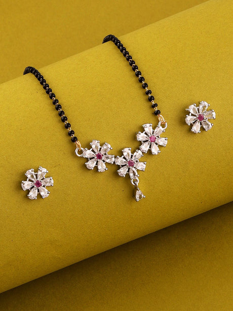 Silver Elegant Mangalsutra And Earring Set For Women
