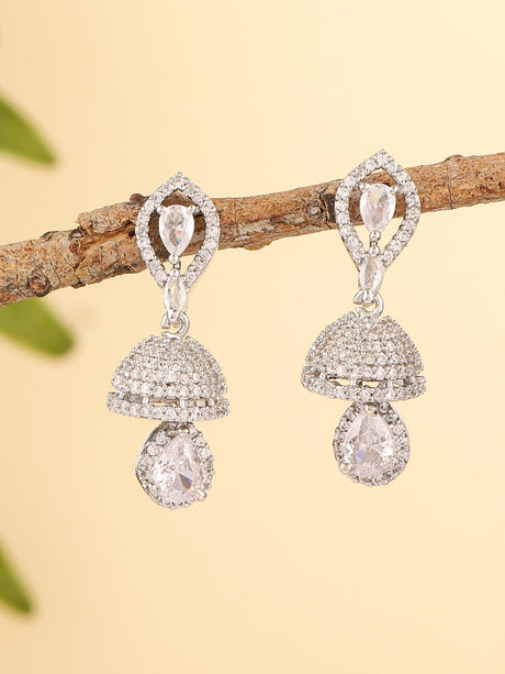 Silver Teardrop Jhumka Earrings For Women And Girls