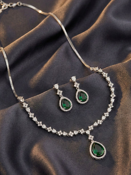 Multicolor Ad Stone Necklace With Earrings For Women