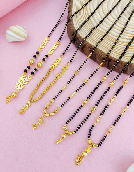 Gold Elegant Mangalsutra For Women Pack Of 5
