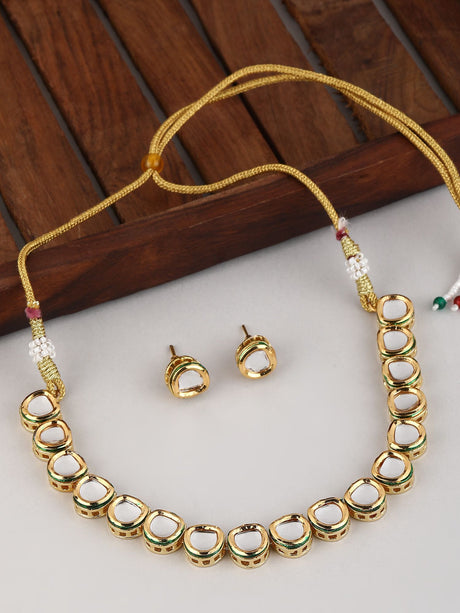 Gold Elegant Earring And Necklace Set For Women