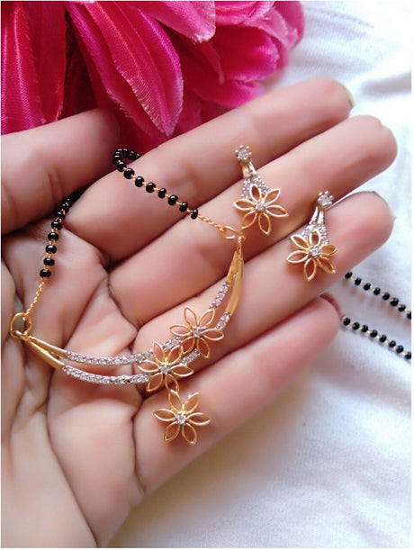 Multicolor Alloy Mangalsutra And Earring Set For Women