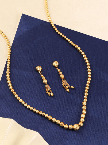 Gold Plated Beaded Necklace Set For Women