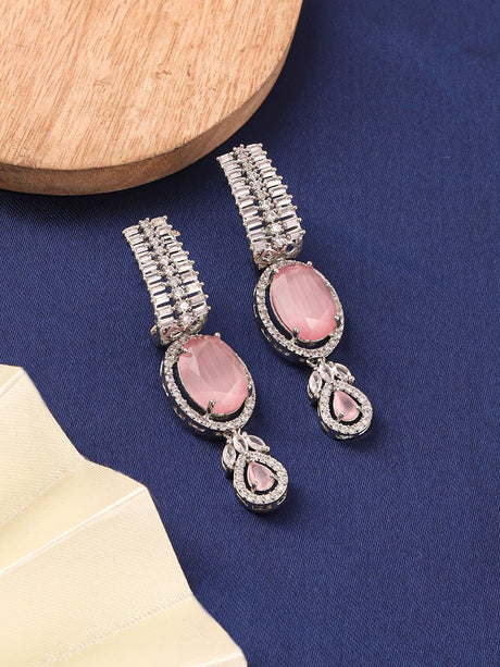 Pink Alloy Elegant Earrings For Women