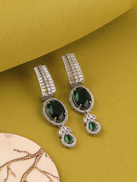 Green Classic Ad Stone Earrings Party And Daily Wear