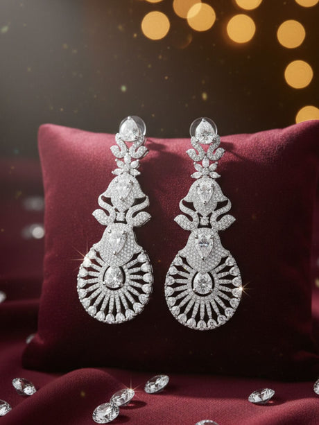 Silver Alloy Elegant Earrings For Women