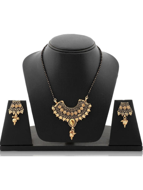 Gold Elegant Mangalsutra And Earring Set For Women