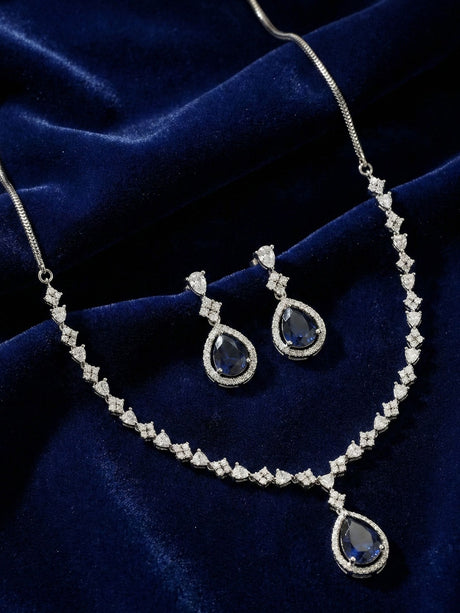 Blue Alloy Elegant Necklace Set For Women