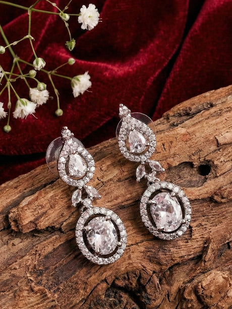 Silver Alloy Fashionable Earrings For Women Pack Of 2