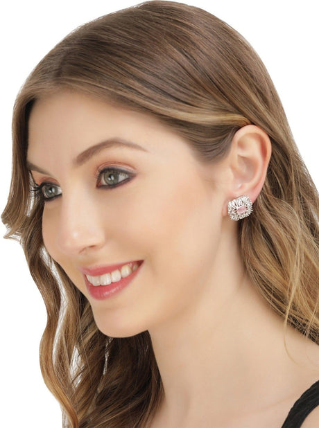 White Elegant Stud Earring For Women Pack Of 2 - Image 2