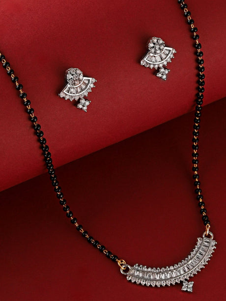 White Elegant Mangalsutra And Earring Set For Women Pack Of 3