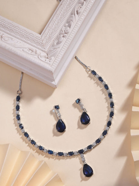 Blue Alloy Elegant Necklace Set For Women