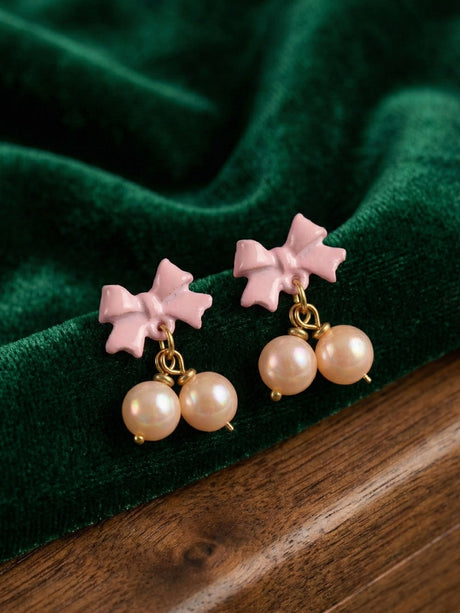 Pink Stoned Elegant Earring Set