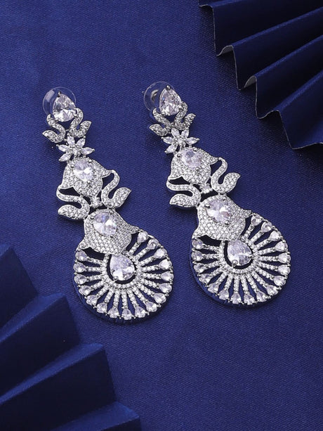 Silver Classic Ad Stone Earrings Party And Daily Wear