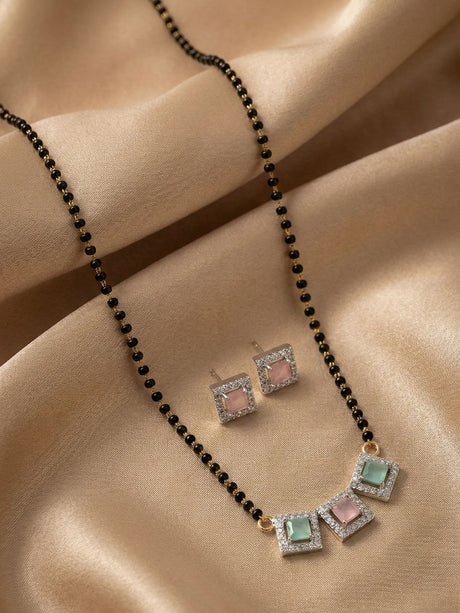 Multicolor Ad Stone Mangalsutra For Women Pack Of 2