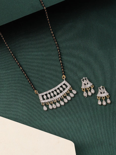 Gold Plated Ad Stone Mangalsutra Set For Women