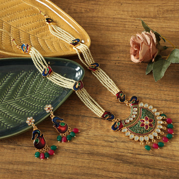 Mekkna Rani-Haar with Earrings for Women | Buy Jewellery set Online from Mekkna