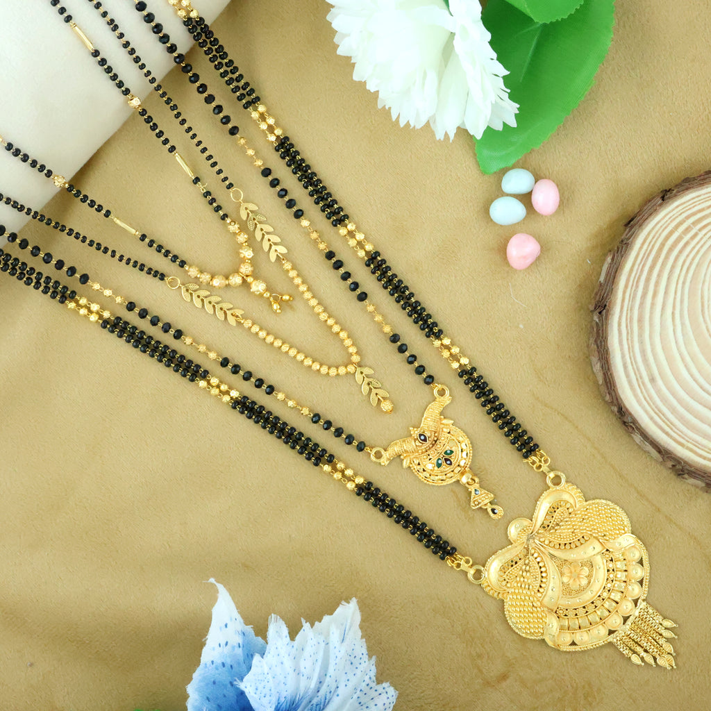 Tradition to your jewelry collection with the Online Mekkna Gold Plated combo of Mangalsutra