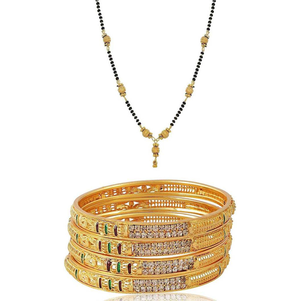 Gold Plated Mangalsutra with Bangles for Women | Buy This Jewellery set Online from Mekkna