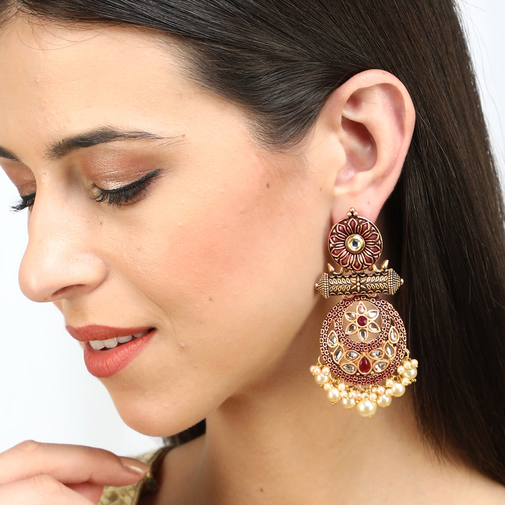 Mekkna Women's Pride Alloy Traditional Gold Plated Charming Earrings set for Women