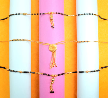 Mekkna Presents Traditional Gold Plated Combo of 3 Mangalsutra for Women | Buy This Jewellery Online from Mekkna