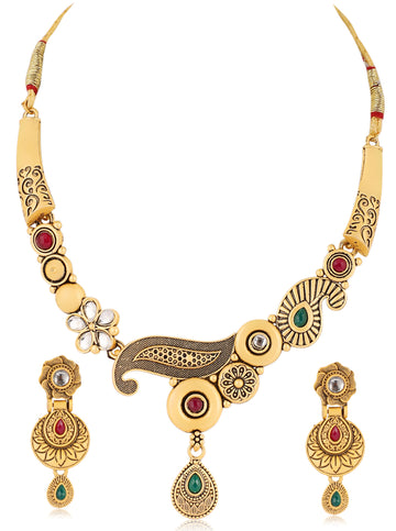 Mekkna Designed Handcrafted Gold Plated Necklace | Buy This Jewellery set Online from Mekkna