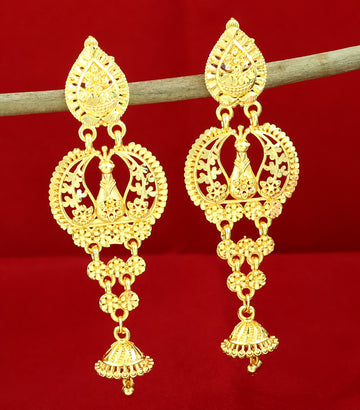 Mekkna Women's Pride Traditional Alloy Gold Plated Earrings for Women | Buy This Jewellery Online from Mekkna