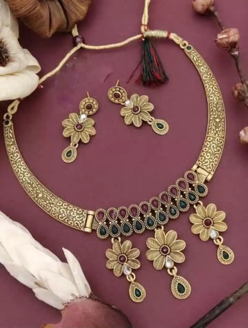 Mekkna Women's Pride Gold Plated Necklace with Earrings | Buy Jewellery Online from Mekkna.
